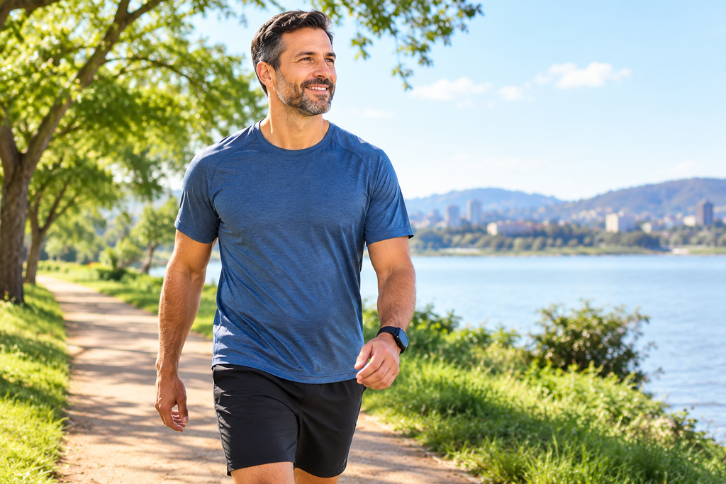 Adult man enjoying an active everyday wellness routine