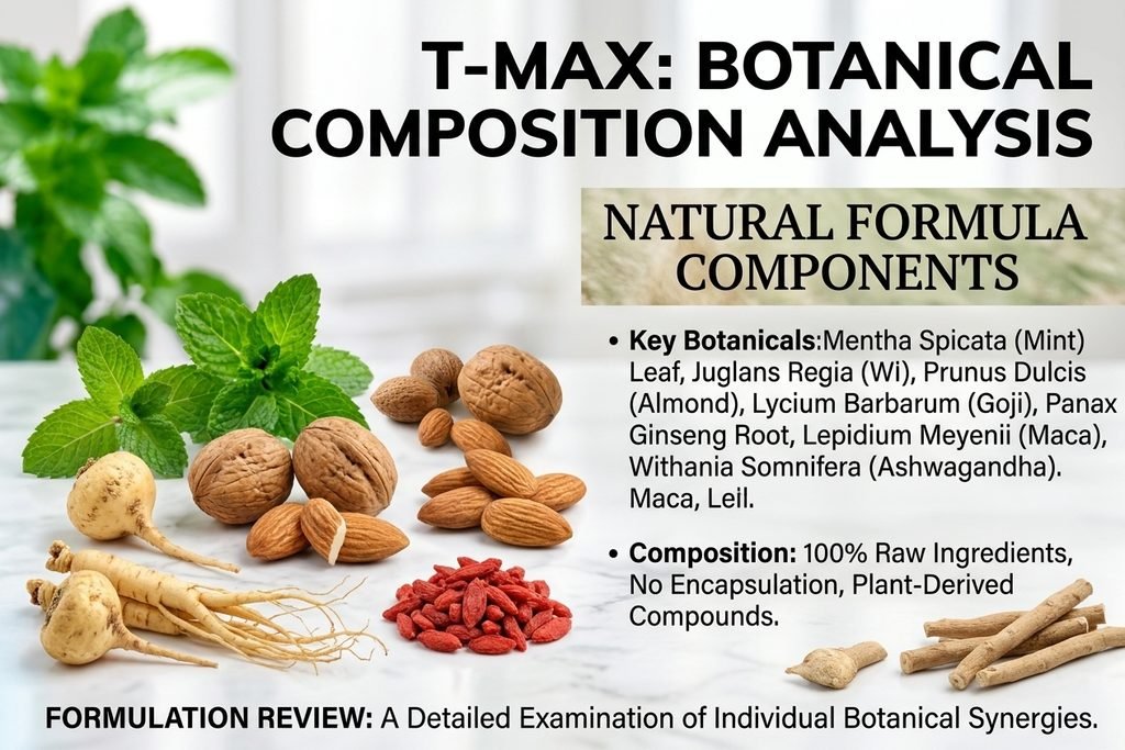 Botanical ingredients and nutrients used in male vitality supplements