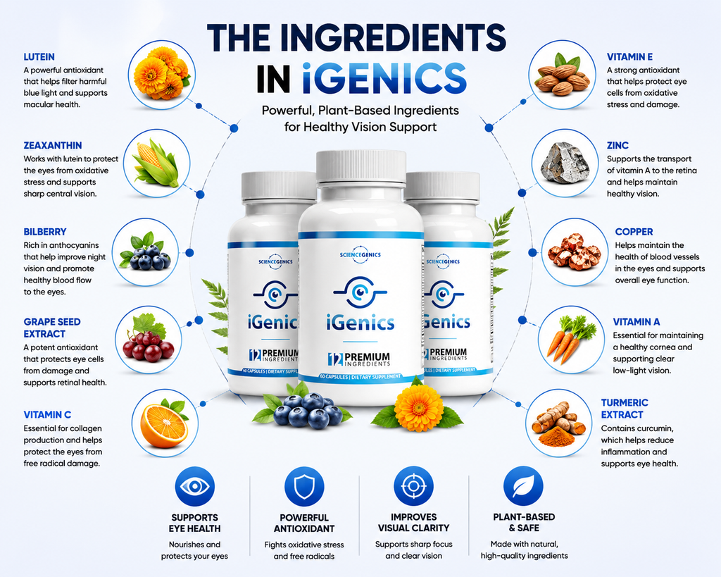 iGenics ingredients including lutein zeaxanthin and bilberry