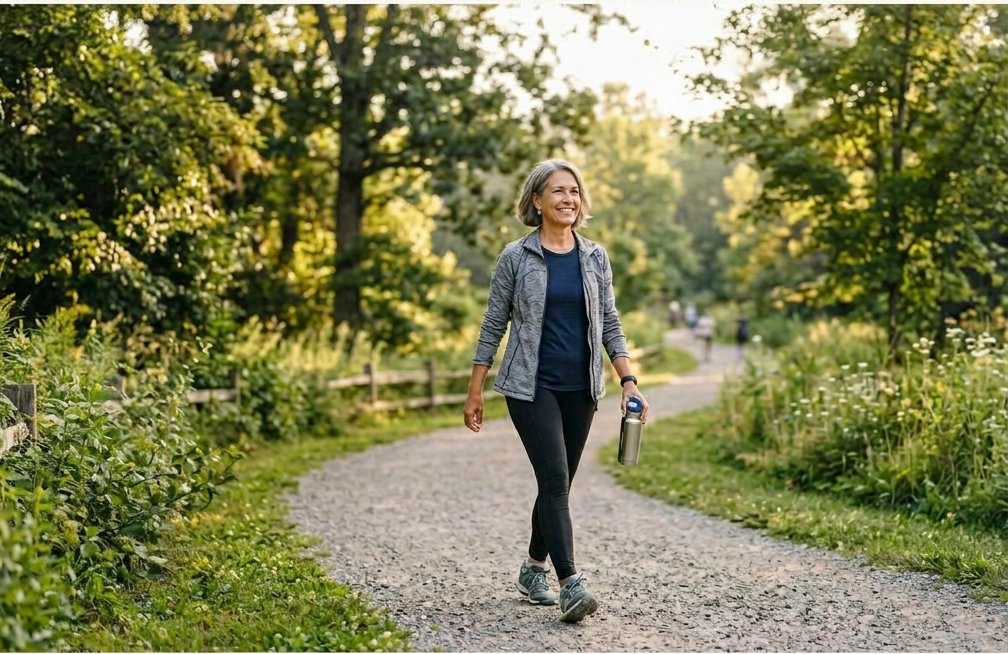 Woman enjoying a healthy daily lifestyle outdoors